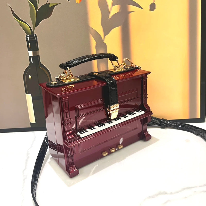 the SYMPHONY - Luxury Designer Crossbody Shoulder Bag for Women, Piano Shape Handmade Bags, Purse Messenger Bag