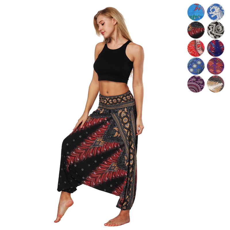 Women's Drop Crotch Ankle Balloon Joggers,Cotton Boho Hippie Harem Pants,Casusal Oversized Palazzo Meditation Pants