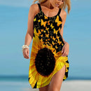 the SUNFLOWER - Summer Sunflower Beach Dress 3D Print Vacation Party Sundress Casual Sleeveless Beachwear Dress