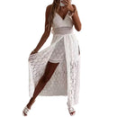 the WHITE PARTY COLLECTION - Elegant Party Beachwear Trendy Casual Summer White Cover-Ups Outfits New Boho Hippie Chic Long Maxi Dresses