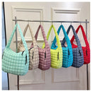 the PUFFY BOHO - Casual Ruched Hobos, Women Shoulder Bags, Quilted Padded Crossbody Bag, Large Capacity Nylon Puffer Tote Bag, Big Shopper Purses