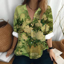the GALLERIA - Van Gogh's Oil Painting Print Sunflower Pattern Long Sleeved Shirt Loose Lapel Blouse