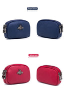 the BEE BAG - Women Cowhide Double Zipper Portable Wallets, Bag Bee Card Hoder Lipstick Case Leather Mini Earphone Coin Purse