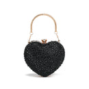 the CRYSTAL HEART - Luxury Diamond Inlay Heart Shape Crystal Clutch Purse, Stones Evening Wedding Party Shoulder Bag, Handle Rhinestone Mini Handbags