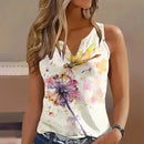 the DRAGONFLY WATERCOLOR - Summer Lightweight and Simple Dragonfly Print Casual Large V-Neck Tank Top Fashionable And Comfortable Women's Top