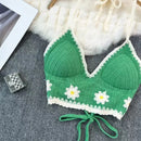 the CROP TOP - Swimwear Fashion Bohemian Beach Wear Outfit with Chest Pads Summer Sling Sexy Crochet Tops