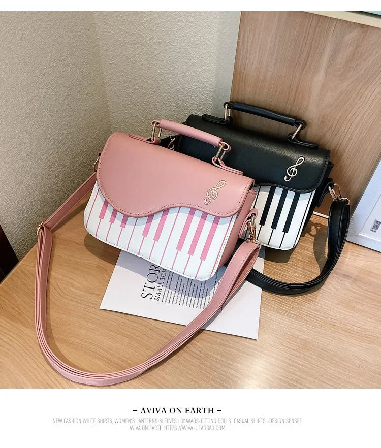 the KEYBOARD - Piano Design Women Shoulder Bags, PU Leather Messenger Bag, Handbag Fashion Crossbody Bag/Pocket Coin Purse