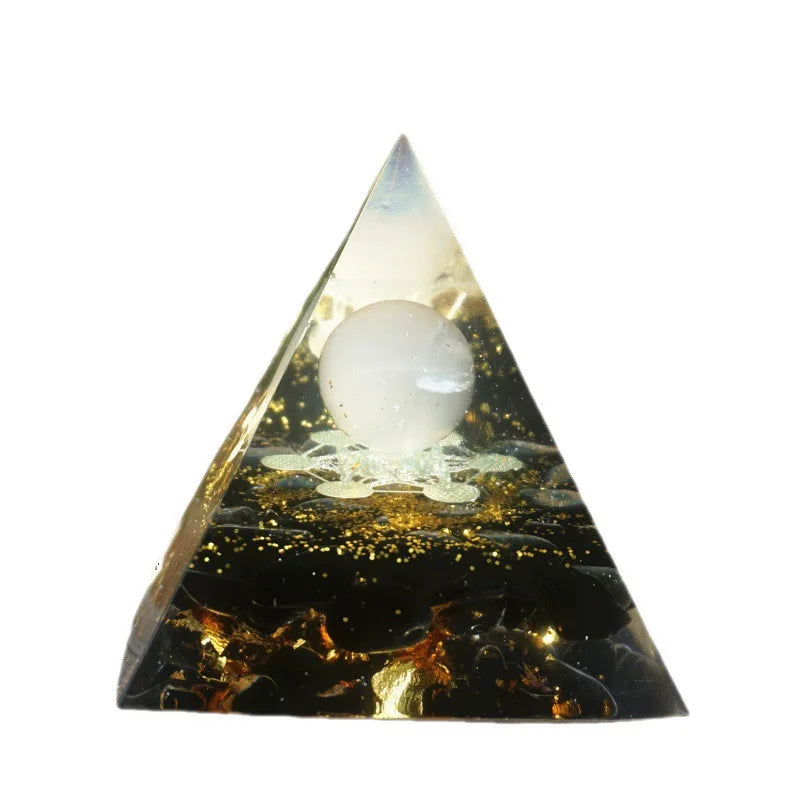 the GIVING TREE - Crystals Stone Orgone Pyramid Energy Generator Decoration, Natural Gravel Energy Tower, Crystal Epoxy Geometry Shape Ornaments