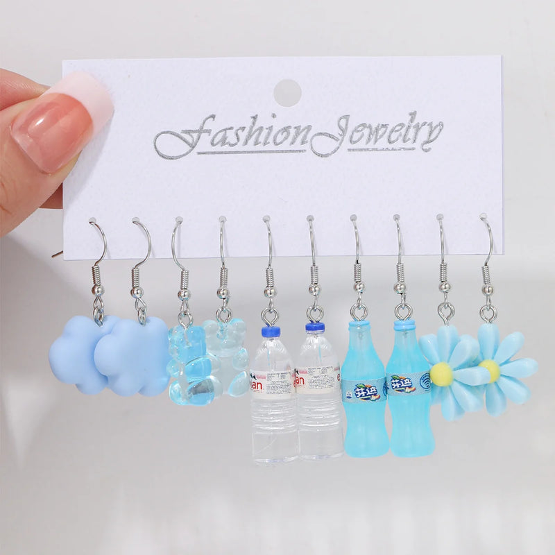 the FAVORITE THINGS - Fashion Sweet Fruit Drink Earrings Set for Women, Cute Cartoon Food Ice Cream Donut Funny Resin Earrings