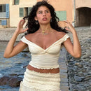 the BOHO CHIC - 2 Piece Set Women Outfit Crop Top and Skirt Sets Fashion Summer Outfits for Women Vacation Ruffle Beach Outfits