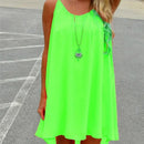 the NEON BOHO - Summer Beach Loose Casual Sleeveless Spaghetti Strap Hollow Out Mini Dress