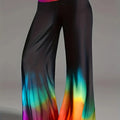 Plus Size Women's Gradient Temperament and Elegant Wide Leg Pants Fashionable Tie Dyed Contrasting Wide Leg Pants