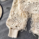 the BOHEMIAN LACE - Knitted Tassel Crochet Hollow Out Smock Sleeve Shirts for Women