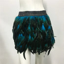 the PEACOCK BOHO - Fluffy Feather Burning Festival Elastic Waist Carnival Rave Mini Skirts