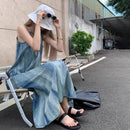 the WHISPER - Women Tie Dye Suspender Loose Lazy Long Summer Seaside Vacation Dress