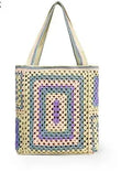 the CANCUN BOHO - Bohemian Crochet Women Shoulder Bags, Knitting Large Capacity Tote Bag, Casual Lady Handbags, Big Shopper Purses/Summer Beach Bags