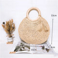 the WOVEN BAG - Straw Bag Rattan Woven Round Tassel Handbag for Women, Large Capacity Shoulder Tote Purse, Ladies Holiday Wood Handle Shopping Bag