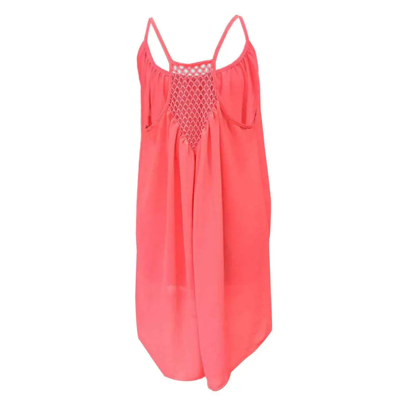 Loose Casual Summer Beach Dress Women Mini Sleeveless Spaghetti Strap Dresses Hollow Out Girl Clothing Bodycon Vestidos Female