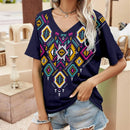 the NAVAJO - Summer 3D Print V-Neck Retro Women Boho Oversized T-Shirts for Women