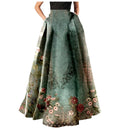 the WALTZ BOHO - Bohemian Floral Print Maxi Skirt High Waist Pocket Long Skirt