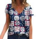 the SOFTBALL MOM - Summer Baseball MOM 3D Print V-Neck Short Sleeve Harajuku Streetwear Oversized T-Shirts for Women