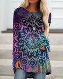 the MANDALA - Vintage European Pattern 3D Print Fashion Long Sleeve Tops for Women