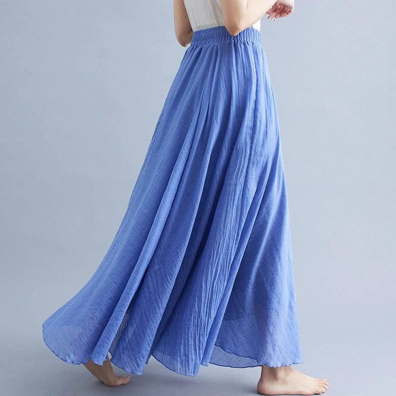 Fashion Clothes Women Clothing Skirts Vintage Y2k Elegant Streetwear Bohemian Cotton Linen Casual Vestido De Festa Long Skirt