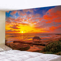 the COASTAL - Seaside Beach Sunset Scene Home Decor Art Tapestry Wall Hanging