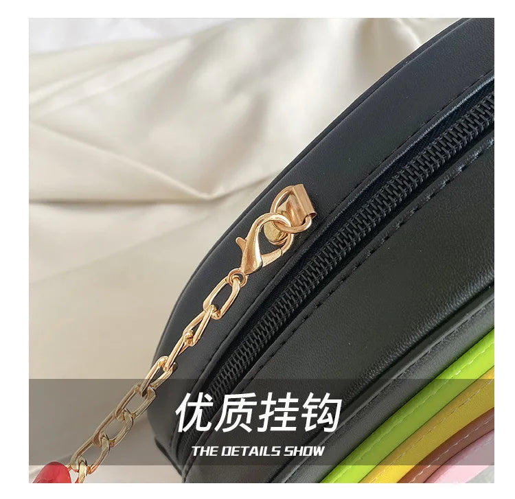 the AVOCADO - Summer Fruit Purses/Handbags for Women, Cute Girls Chain Shoulder Bag Round Leather Small Crossbody Bag Novelty Purse