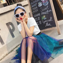 the TULLE TUTU - Fashion Summer Tutu Skirt Harajuku Tulle High Waist Midi Mesh Skirts