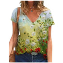 the PAINTED EASEL - Oversized Fashion Short Sleeve 3D Flower Print Loose Casual Female Clothing T-Shirts