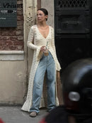 the SWEATER DRESS - Knitted Long Sleeve Casual Long Flare Chic Slim Hollow Out Dress