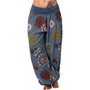 the ALI BABA - Women's Casual Fashion Floral Print Long Wide Leg Elastic Waist Bohemian Harem Pants