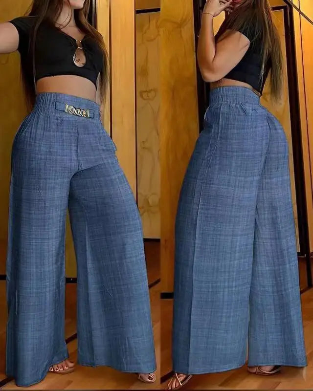 Women Casual Long Trousers Fashion Solid Office Female Casual High Waist Flared Pants For Women Clothes 2023 New Elegant Pant