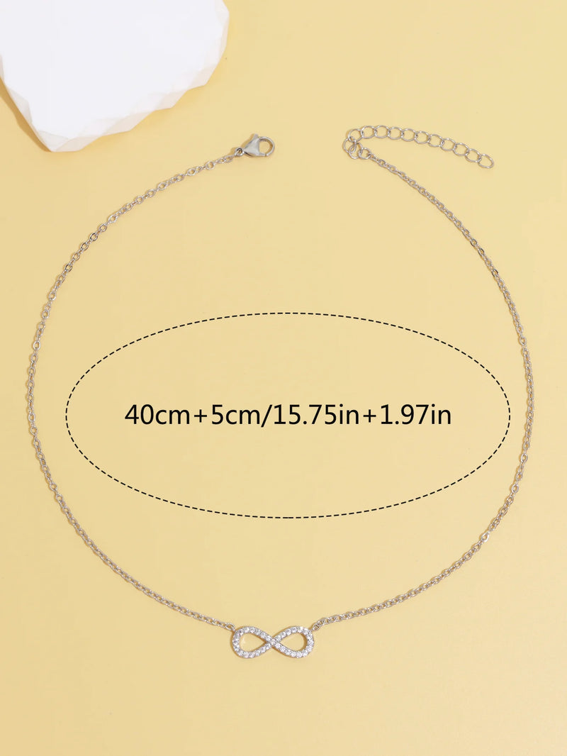 the INFINITY - Fashion Stainless Steel Infinity Pendant Necklace for Women, Classic Lucky Zircon Love You Forever Jewelry Gift