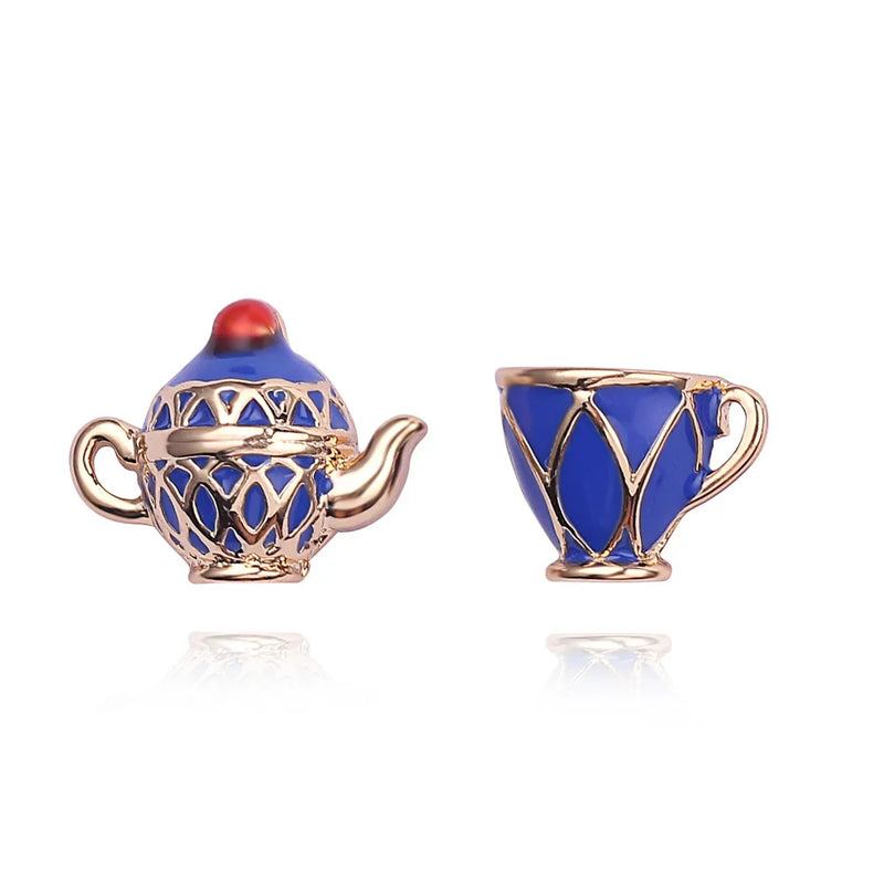 the MOUSE'S TEACUP - Fashion Enamel Mouse French Teapot Earrings/Necklace for Women, Accessories Style Jewelry Charm