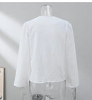 the BOHO TIE - Female Street Tops Linen Lace Up Long Sleeve Fashion Chic Casual Loose V-Neck Shirt