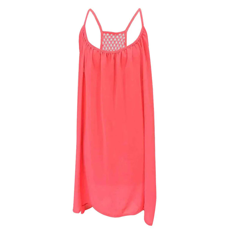 Loose Casual Summer Beach Dress Women Mini Sleeveless Spaghetti Strap Dresses Hollow Out Girl Clothing Bodycon Vestidos Female