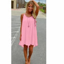 the NEON BOHO - Summer Beach Loose Casual Sleeveless Spaghetti Strap Hollow Out Mini Dress