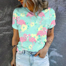 the FLAMINGO - Fashion Casual Flamingo Printed Trend High Quality Loose Short Sleeve Round Neck T-Shirts for Women