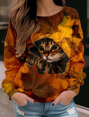 the SNUGGLE PET - Cute Sleeping Cat 3D Print O-Neck Fashion Graphic Hoodies Women Sweatshirts/Pullovers