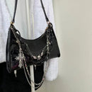 the VAMP GIRL - Retro Women's Underarm Bag, Trend Gothic Skull Chains Handbags and Purse, High Street Punk Cross Shoulder Bags