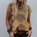 the TEXTILE - Summer Western Style 3D Print Streetwear Fashion Short Sleeve O-Neck T-Shirts for Women