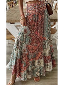 the PAISLEY PATCHWORK - Fashion Long Bohemian Loose High Elastic Waist Summer Elegant Maxi Skirt