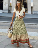 the SUNDAY STROLL - Boho Fashion Long Floral Summer/Autumn Loose Casual Elastic Waist Big Hem Long Skirts