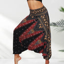 the HAREM BOHO - Bohemian Yoga Pants Hippy Harem Smocked Waist Trousers Flowy Loose Boho Pants
