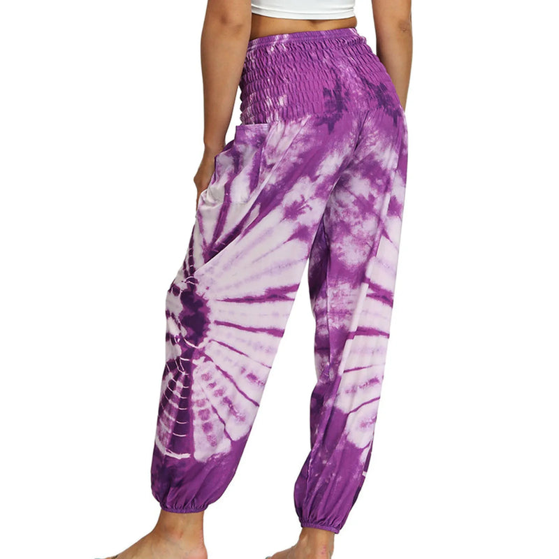 Women'S Pants Women'S Sweatpants Hippie Bohemian Palazzo Yoga Scrunched Bottom Women'S Tie Dye Harem Pants Vetement Femme