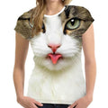 New Summer 3D Printing T-Shirt for Women Cute Cat Fashion Tee 2022 New Harajuku Animal Short Sleeve Oversized Clothing Camiseta