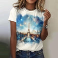 Summer Paris Eiffel Tower 3D Print T-shirts Women Streetwear Casual Fashion Y2k Short Sleeve T Shirt O-neck Tees Tops Clothing