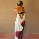 the BELTED BOHO - Sexy Strapless Print Floral Belt Maxi Backless Vacation Dress Autumn Loose Elegant Party Beachwear